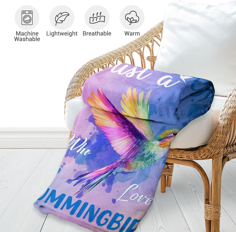 Levens Hummingbird Blanket Gifts for Girls Women 50"x60" Just A Girl Who Loves Hummingbirds Throw Blankets Decor for Couch Home, Funny Hummingbirds Soft Flannel Birthday Gifts for Hummingbird Lovers - Image 5